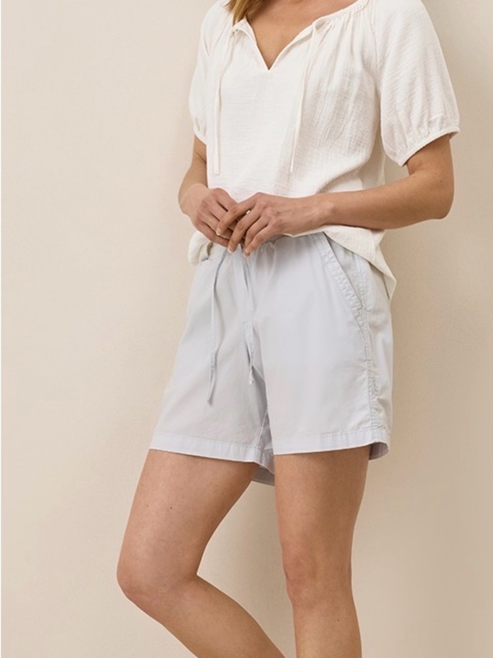 Pact 100% Organic Cotton Light Chambray Blue Drawstring Shorts w/ POCKETS Size S